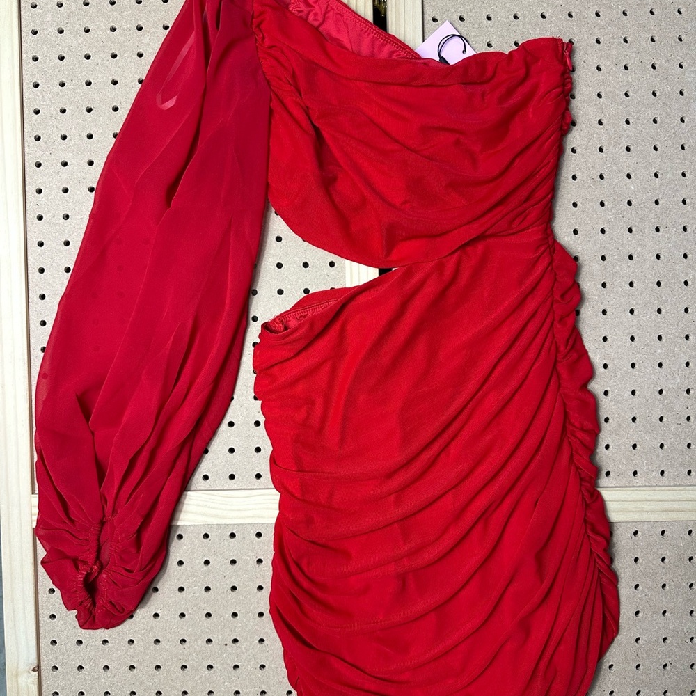 Hello Molly Vibrant Red Long Sleeve Dress